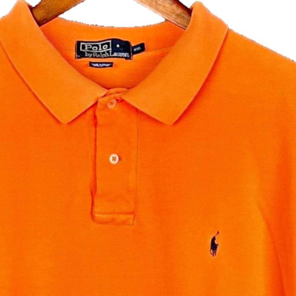 Vintage 90s Polo Ralph Lauren Shirt Mens XXL Orange Pique Pony Logo Golf Polo